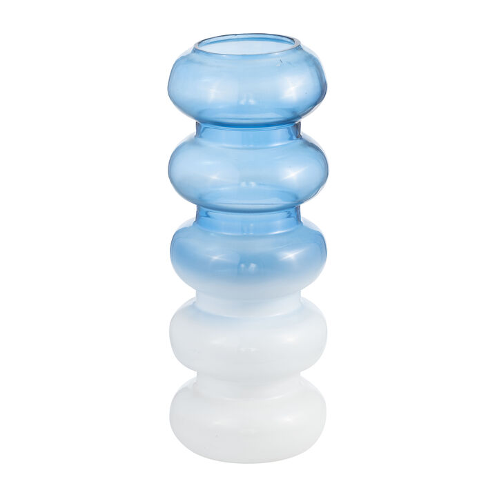 Glass 17H Accordion Vase, Blue