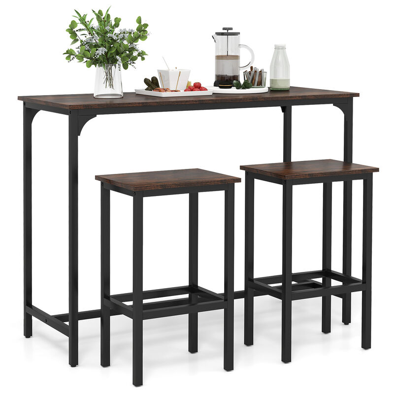 Durable Industrial 3-Piece Counter-Height Bar Table and Stools Set