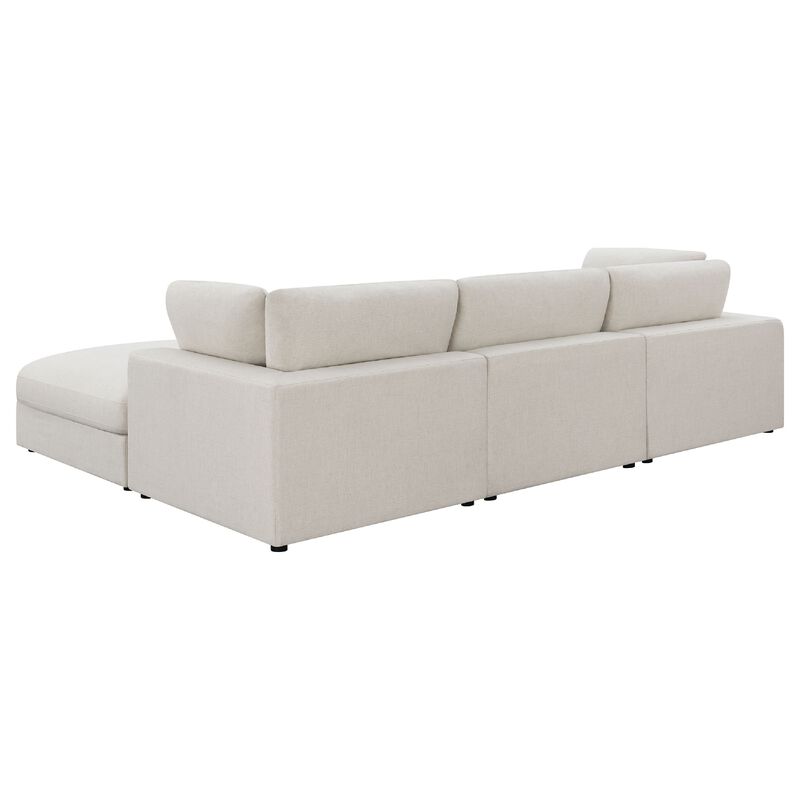 Serena 4pc Modular Sectional Sofa, Ottoman, 3 Pillows, Beige Jacquard image number 2