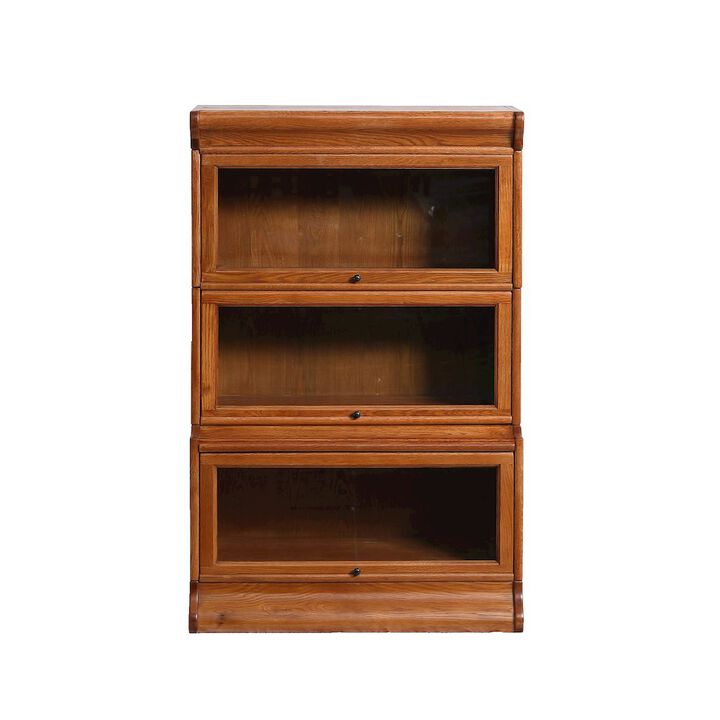 Crafters and Weavers Mission 3 Stack Oak Barrister Bookcase - Beveled Glass