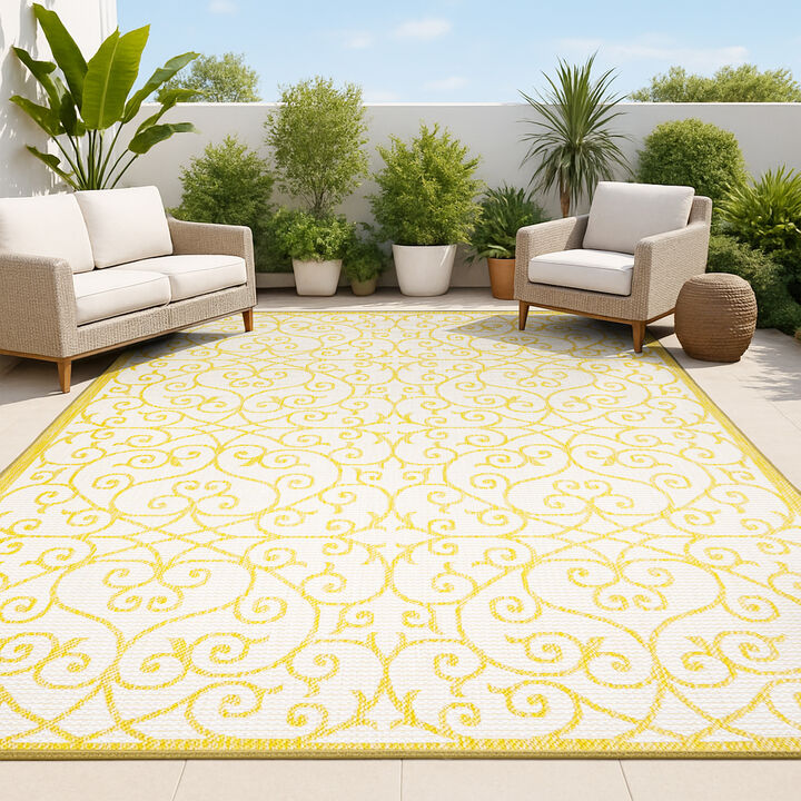 Madrid Vintage Filigree Textured Weave Indoor/Outdoor Area Rug