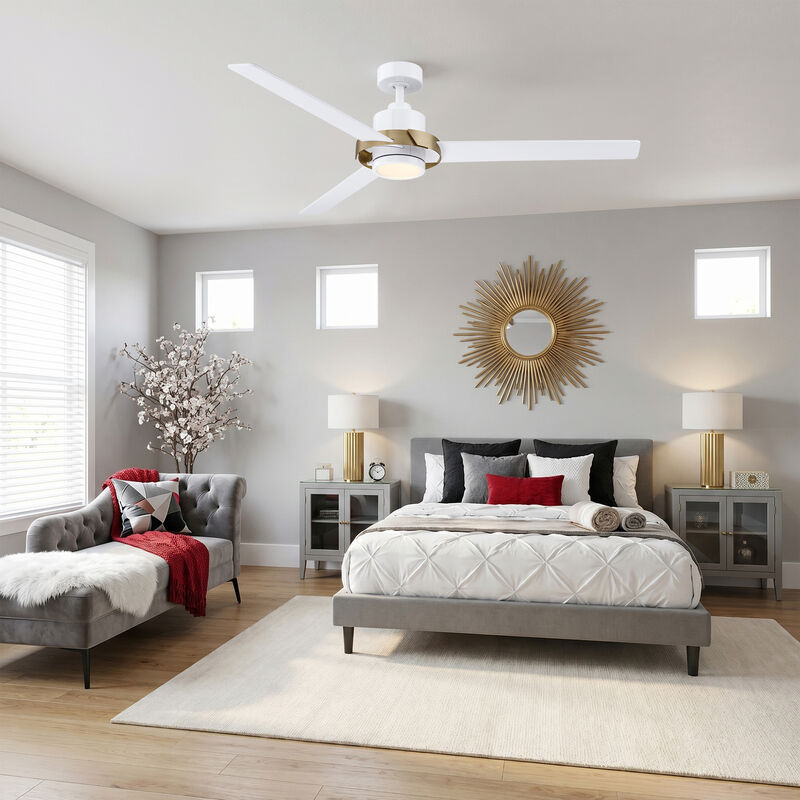 60" Modern White Reversible DC Motor Dimmable LED Large Ceiling Fan with Light and Remote for Bedroom, Living Room or Office image number 4