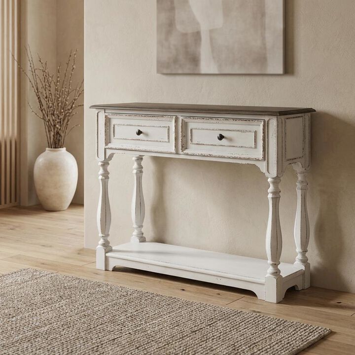 Liberty Furniture White, Console Table, Quality Build, Durable Wood Frame