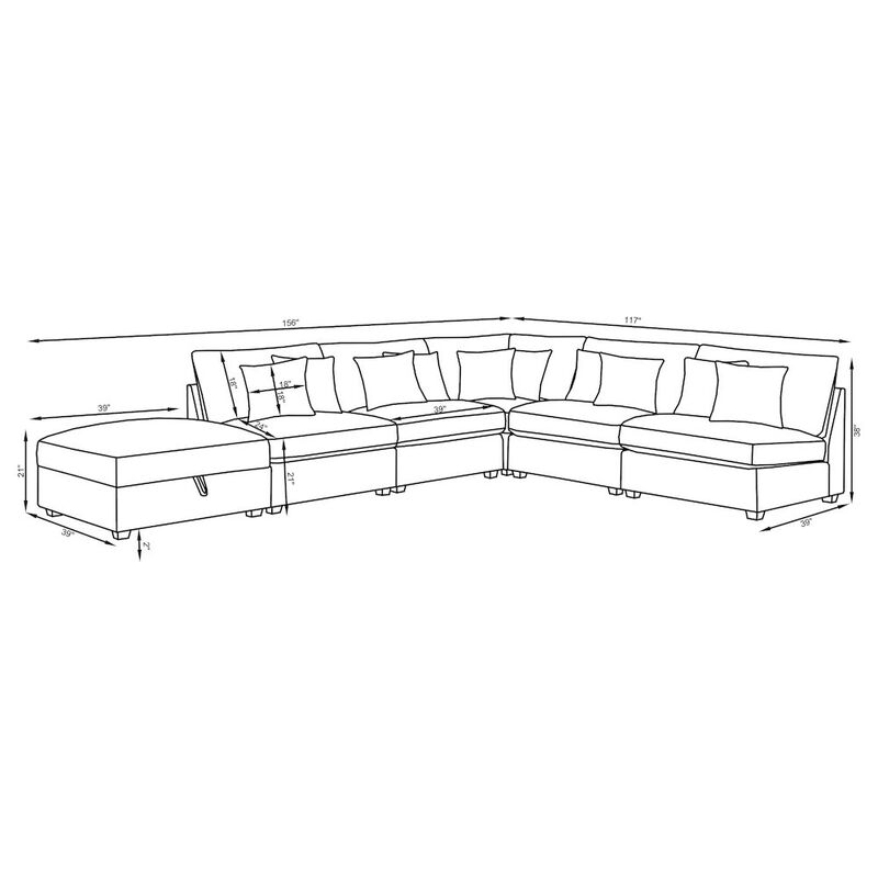 Coaster Co. of America Cambria 5-piece Upholstered Modular Sectional Sofa Grey image number 3