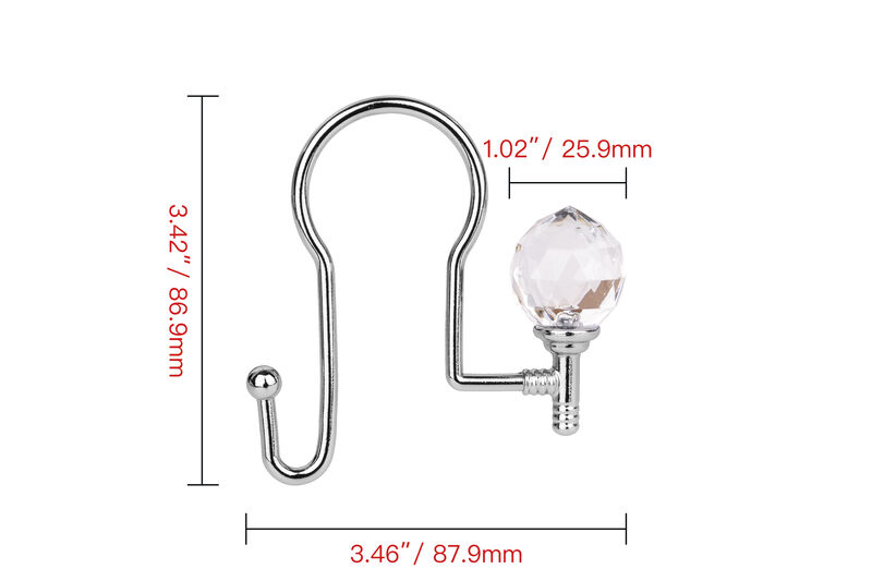Utopia Alley Rust-Proof Zinc Double Shower Curtain Hooks with Acrylic Crystal Design, Shower Hooks Hangers for Bathroom, Kitchen Utensils, Curtains, Clothing, Towels etc - Set of 12 image number 5
