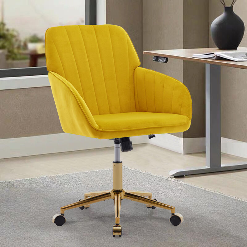 GOODSILO Adjustable Ergonomic Swivel Chair with Memory Foam Cushion and Golden Base image number 1