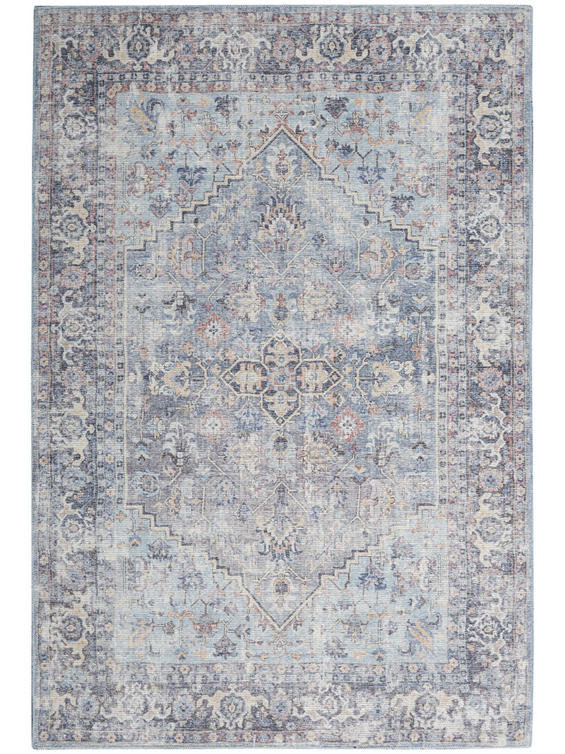 Machine Washable Series 1 SR104 Light Gray/Blue 5'3" x 7'3" Rug image number 0