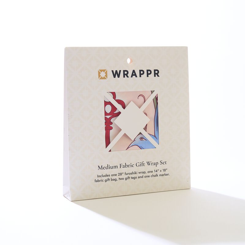 WRAPPR Reusable Fabric Gift Wrap Set with Gift Bag, Tags & Chalk Marker &ndash; Medium image number 2