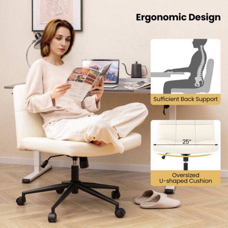 HeightAdjustable Armless Desk Chair with Wheels for Home Office or Vanity