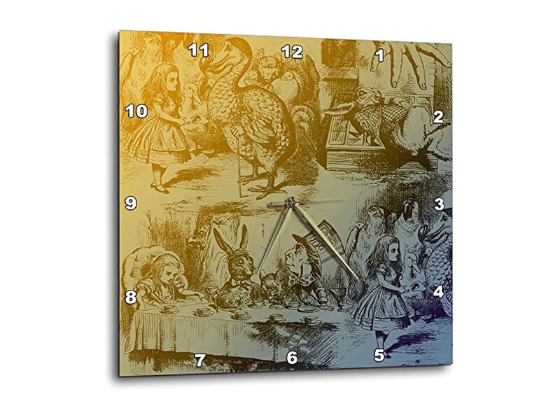 Alice Wonderland Collage Wall Clock 15 Inch Home Decor image number 3