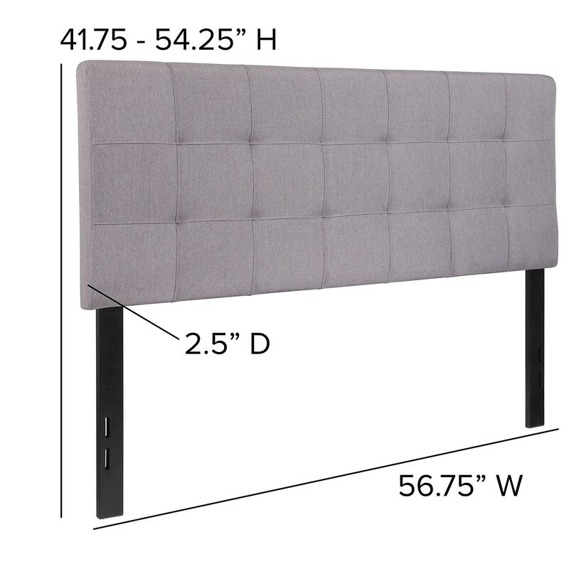 Flash Furniture Bedford Tufted Upholstered Full Size Headboard in Light Gray Fabric