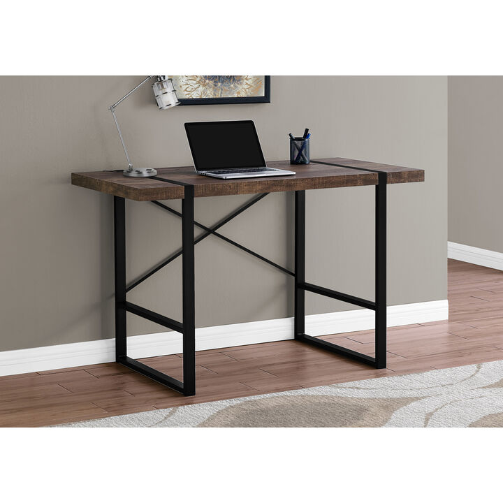 Monarch Specialties I 7314 Computer Desk, Home Office, Laptop, 48"L, Work, Metal, Laminate, Brown, Black, Contemporary, Modern
