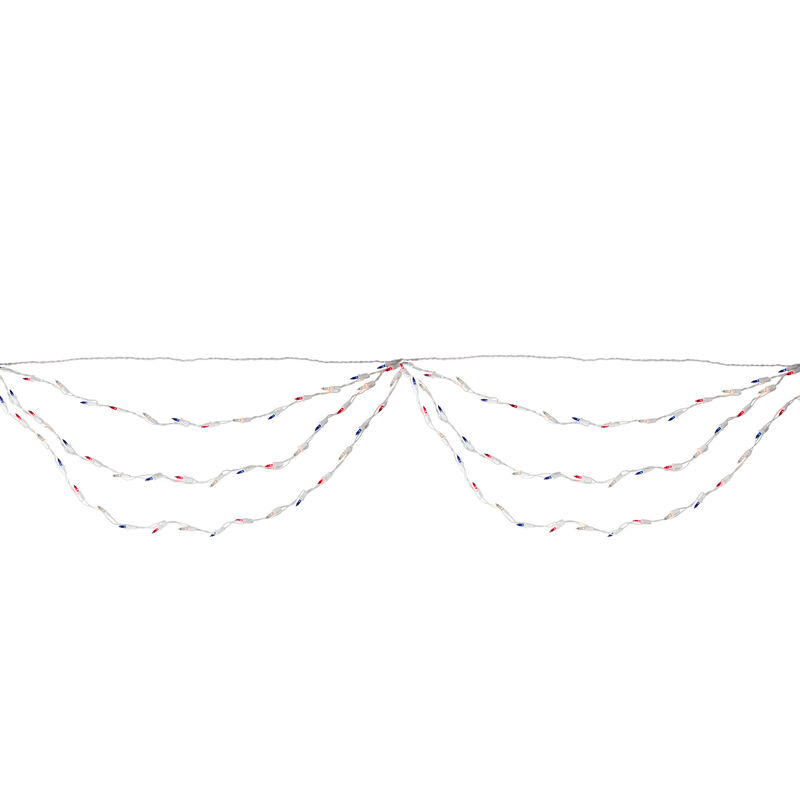 100-Count Red and Blue 4th of July Mini Swag Light Set  6ft White Wire