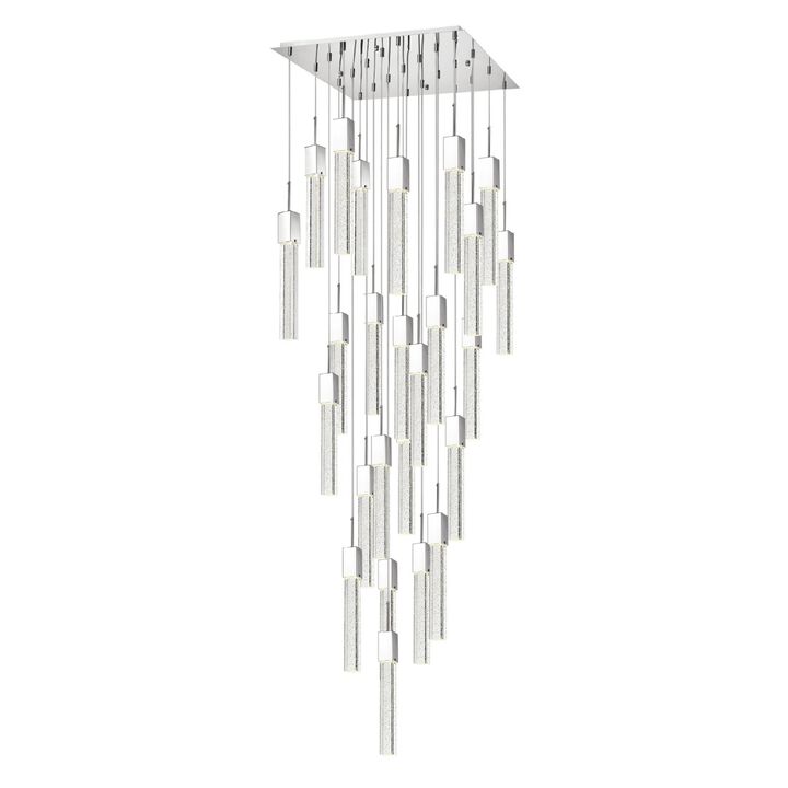 Sparkling Night Chandelier Chrome Metal and Acrylic 25 LED Light Dimmable Extra Large