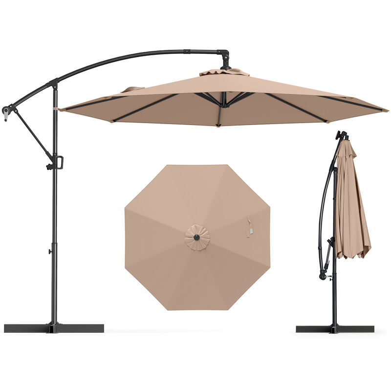 Offset Hanging Patio Umbrella with Base &ndash; Infinite Tilt Cantilever Design