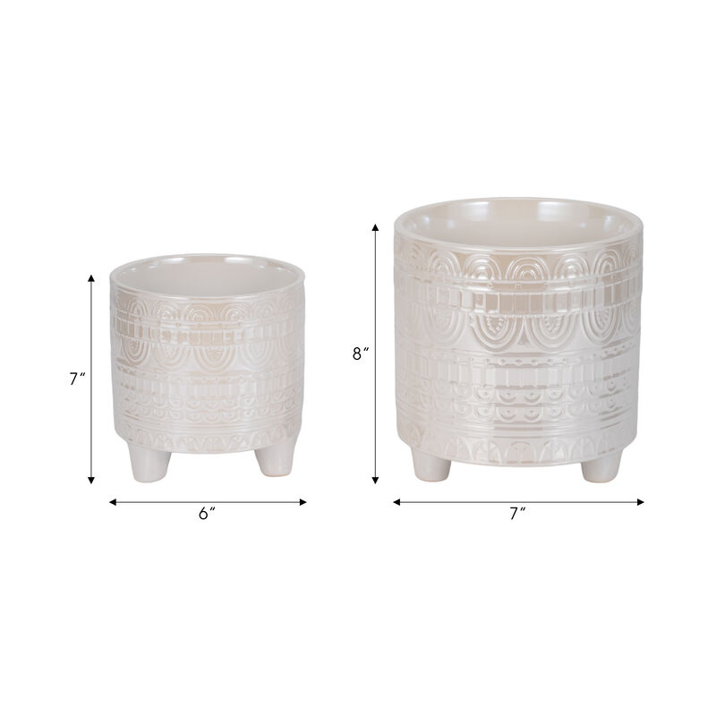 Iridescent Boheme Footed Planters Set