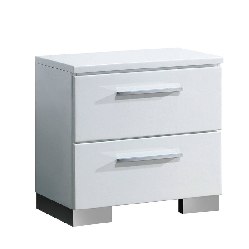 Queen Bedroom Set in White & Black Wood &ndash; 2 Piece Set with Nightstand image number 4
