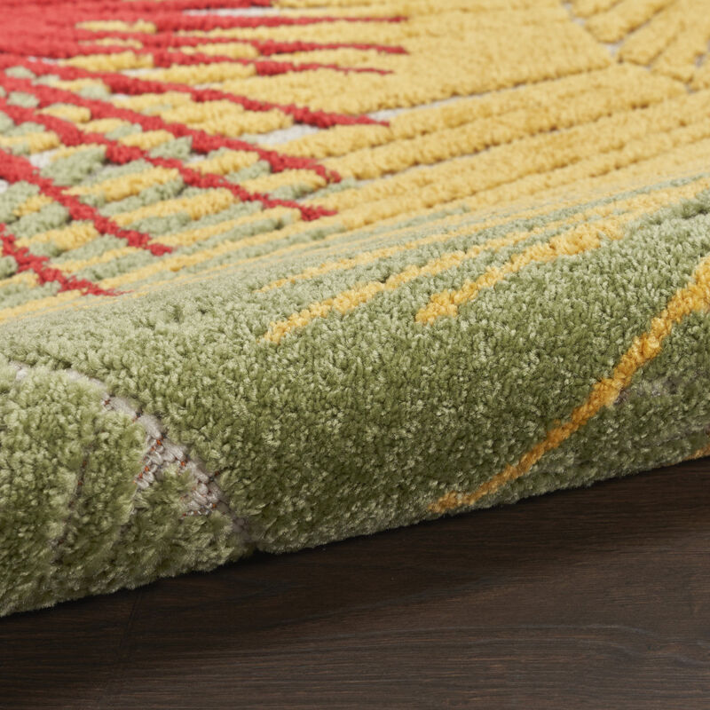 HomeRoots 5' X 7' Orange Yellow Red Blue And Green Palm Leaf Indoor Outdoor Area Rug image number 3