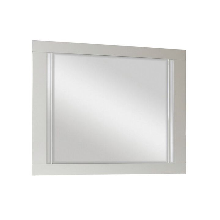 Yoza 38 x 47 Dresser Mirror, Modern, High Gloss White Laminate Finish