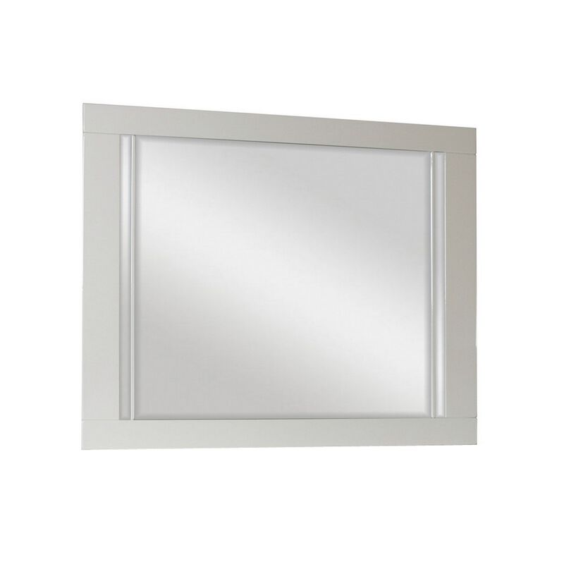 Yoza 38 x 47 Dresser Mirror, Modern, High Gloss White Laminate Finish
