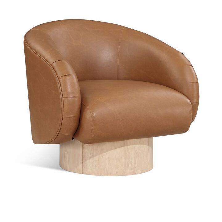 Meridian Furniture Gibson Cognac Vegan Leather Swivel Accent Chair