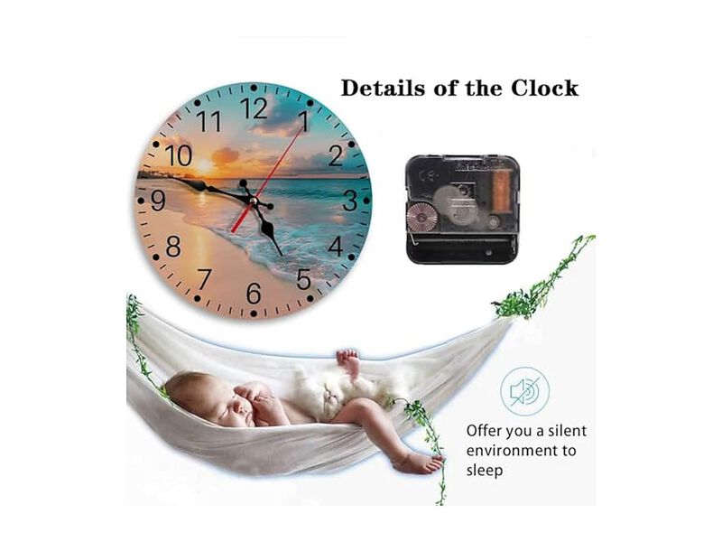 Sea Beach Blue Sky Sand Wall Clock 10 Inch Silent Non Ticking Battery Operated image number 3