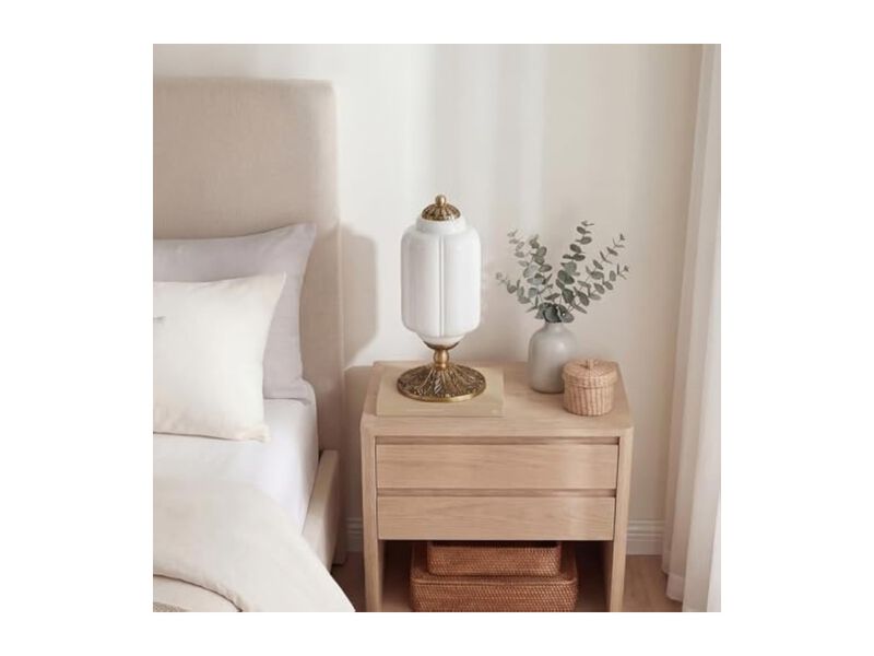 Farmhouse Modern Antique Glass Brass Table Lamp For Living Room Bedroom Desk image number 3