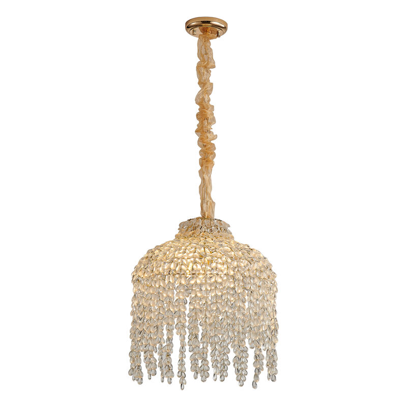 ELEMENT ACE Elegant Waterfall Design 5-Light Pendant Chandelier with Decorative Crystal Bead Strings for Living Room, Bedroom, Dining Area and Entryway Home Decor image number 0