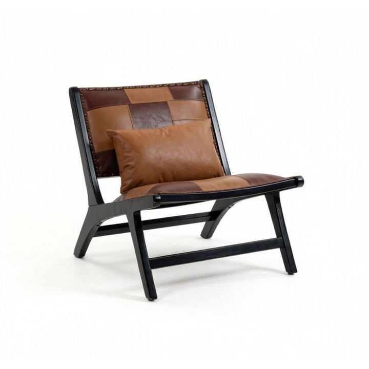 GOODSILO Modern Boho Mid-Century Lounge Accent Chair for Living Room, Bedroom Indoor & Covered Outdoor Use with Solid Wood Frame