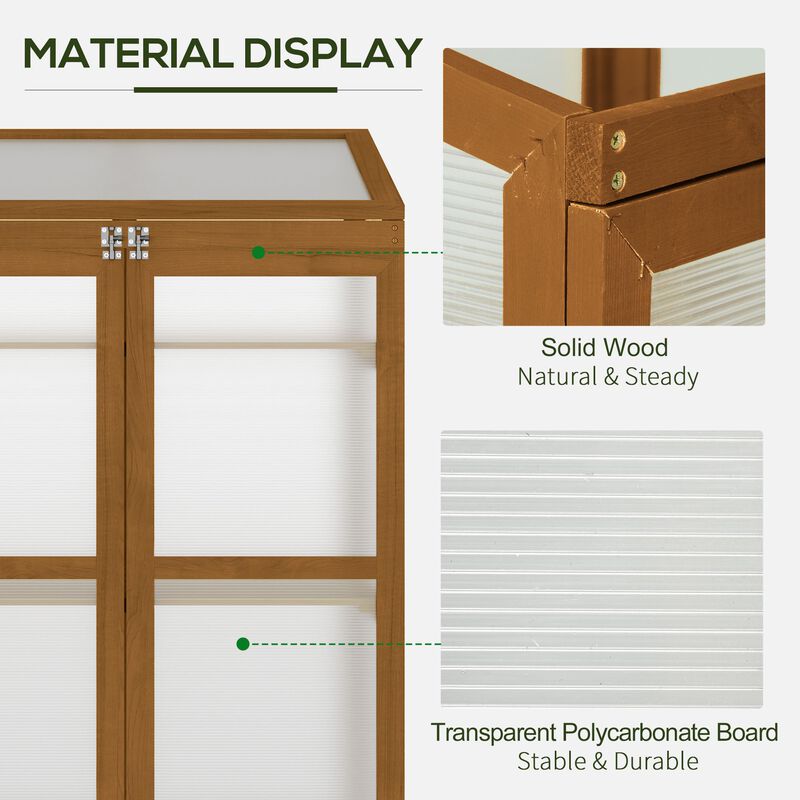 Hivvago Mini Wooden Cold Frame Greenhouse for Garden image number 5