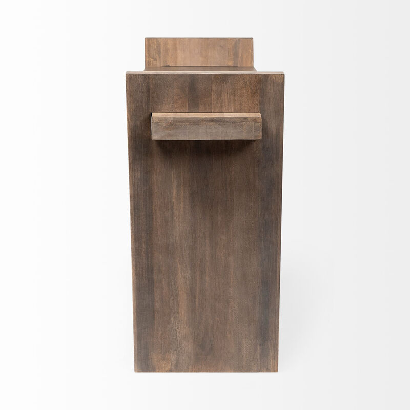 HomeRoots 60" Brown Solid Wood Slanted Base Console Table image number 3