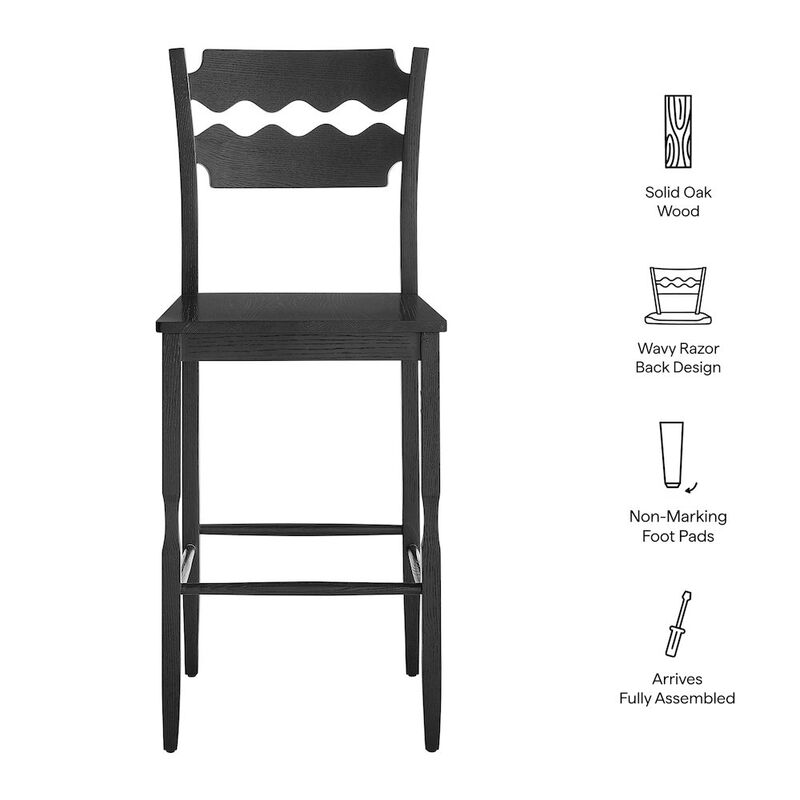 Jax Oak Wood Bar Stool With Wavy Razor Back image number 1