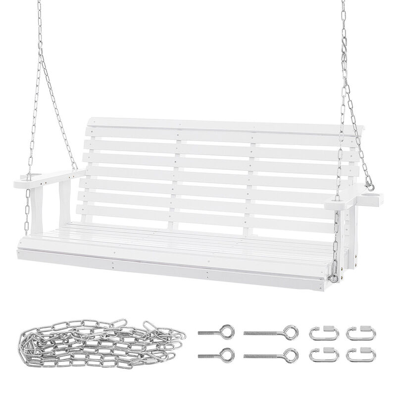Patio Swing Chair Bench – Wooden Porch Swing with Chains, Strong Load Capacity for Backyard, Deck, or Outdoor Space