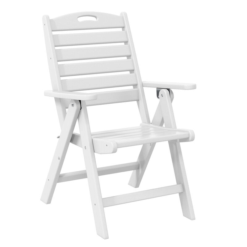 WestinTrends 5-Piece HDPE Round Patio Dining Table Set with Foldable Chairs