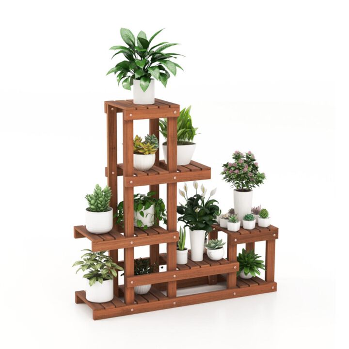 Hivvago 6 Tier Wood Plant Stand with High Low Structure