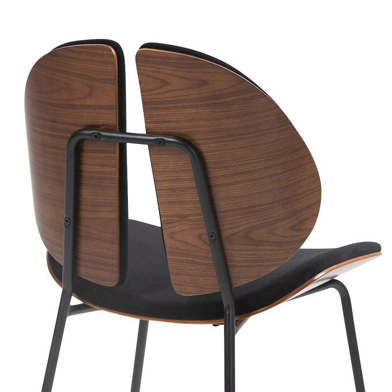 Glamour Home Set of 2 Beau Black Microfiber Fabric Dining Chair with Iron Legs