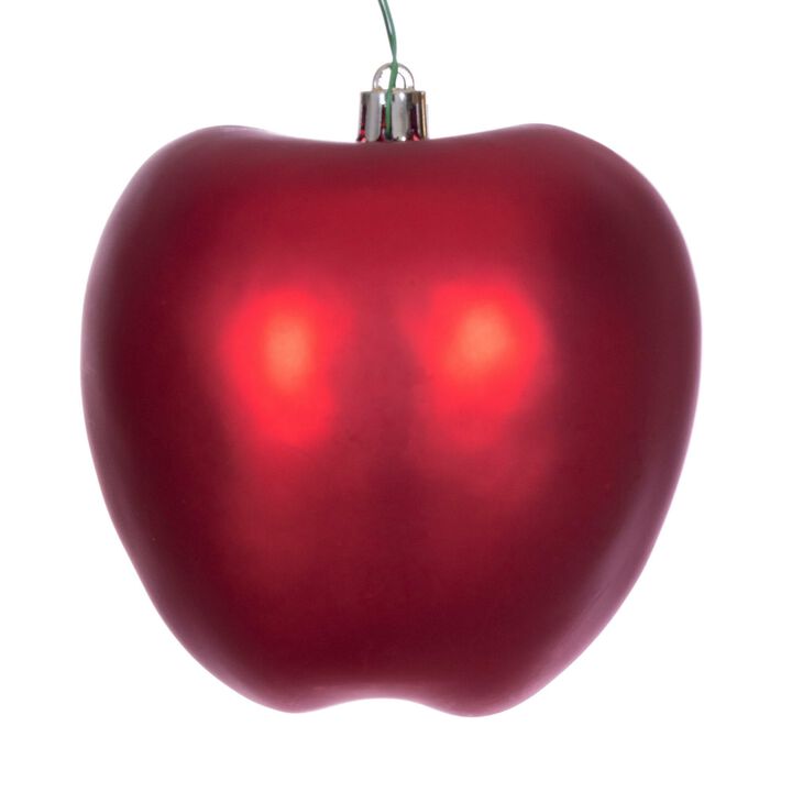 Vickerman 4" Apple Fruit Ornament, Set of 6, Shatterproof Plastic, Indoor Use, Matte Finish, Loop Wire for Hanging, Cap Secured, Each Ornament Measures Approximately 4 Inches Wide