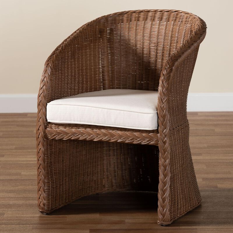 bali & pari Memphis Bohemian Peanut Brown Braided Rattan Arm Chair