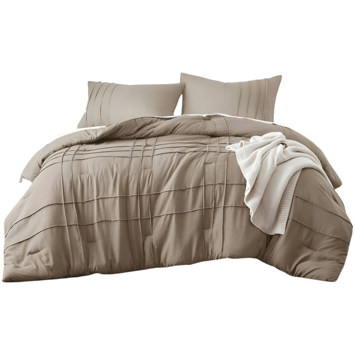 Soft Washed Pleated Comforter – Modern Lightweight Microfiber Bedding