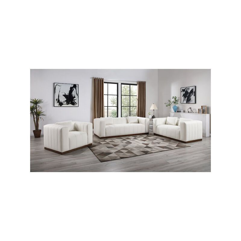 Meridian Furniture Mallina Cream Vegan Leather Loveseat