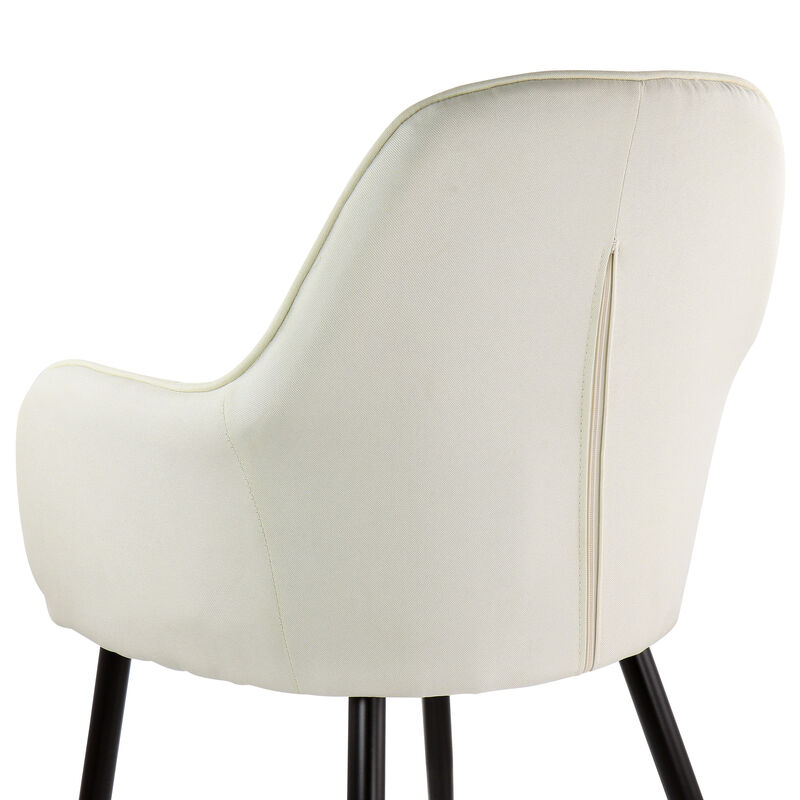 Elama 2 Piece Fabric Accent Chair in Beige with Black Metal Legs
