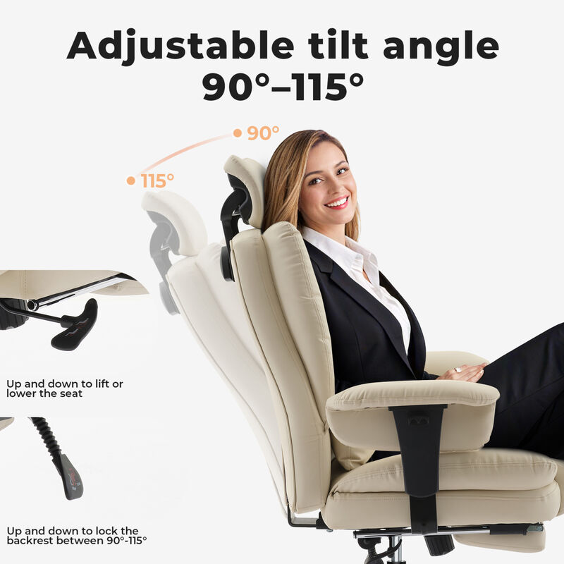 GOODSILO Ergonomic High Back Office Chair with Adjustable Headrest and Lumbar Support for Long Hours Comfort image number 4