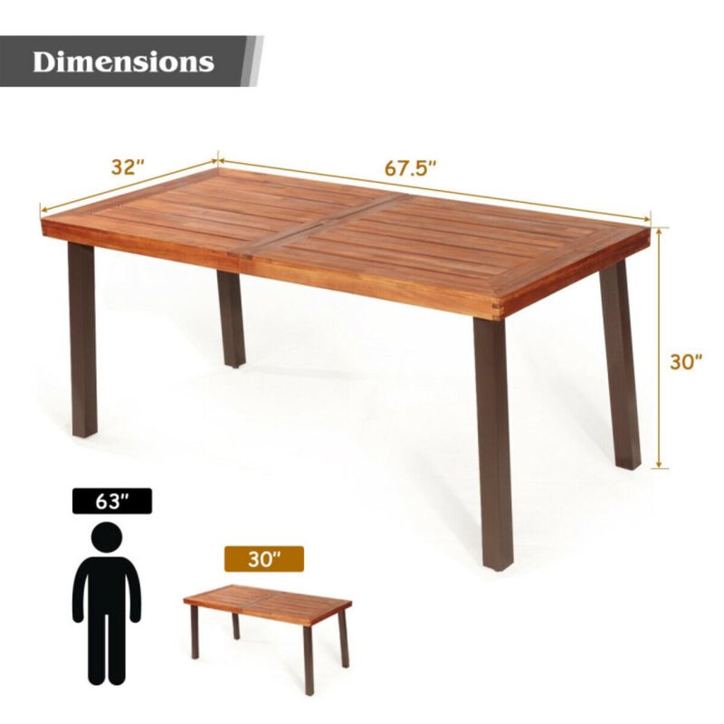 Hivvago Rectangular Acacia Wood Rustic Dining Furniture Table