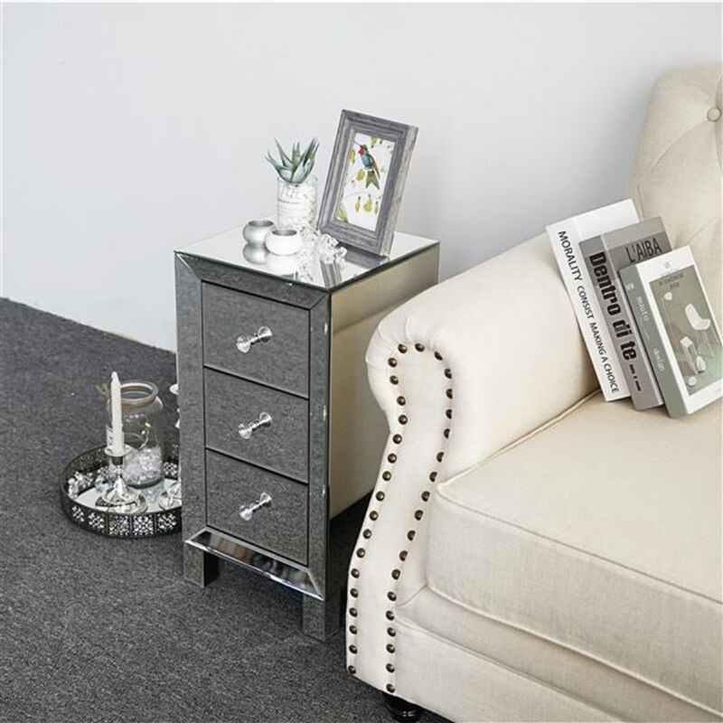 Mirrored Nightstand with 3 Drawers Sleek & Modern Design