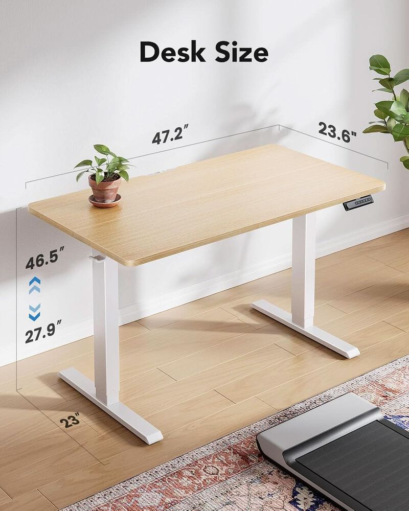 ShipItFurniture 48" Natural Electric Standing Desk with Memory Presets image number 2