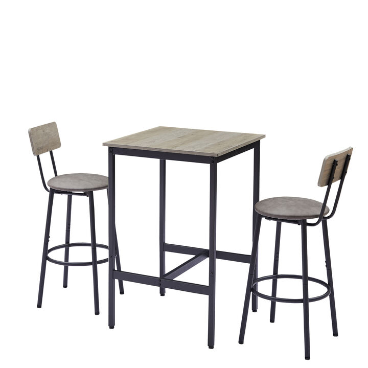Merax Bar Table Set with 2 Bar stools PU Soft seat with backrest