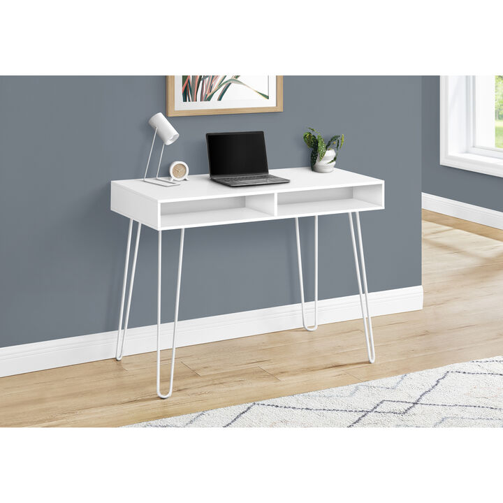 Monarch Specialties I 7770 Computer Desk, Home Office, Laptop, Left, Right Set-up, Storage Drawers, 40"L, Work, Metal, Laminate, White, Contemporary, Modern