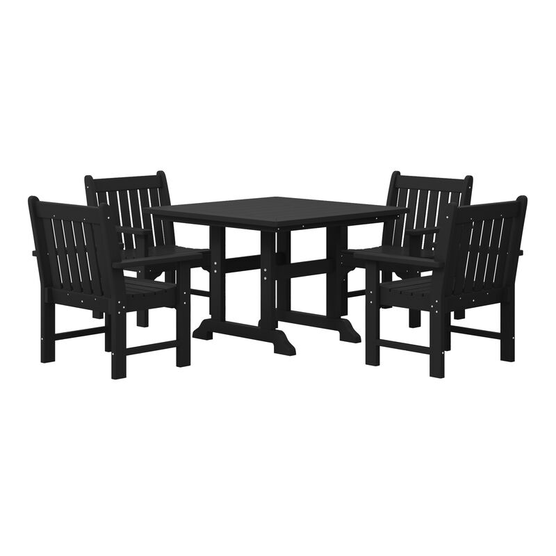 WestinTrends 5-Piece HDPE Outdoor Patio Chair and Square Table Dining Set