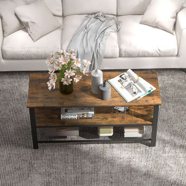 Industrial TV Stand up to 50 Inches with Power Outlets and USB Ports-Rustic Brown