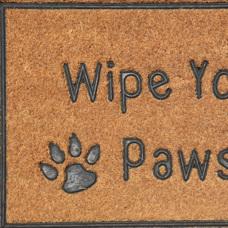 HomeRoots 18" X 30" Beige and Gray Coir Wipe Your Paws Outdoor Door Mat image number 3